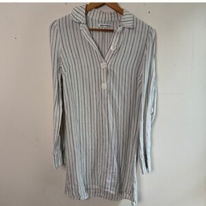 Reformation Linen Mini Dress XS Blue White Striped Linen Boho Summer Everyday